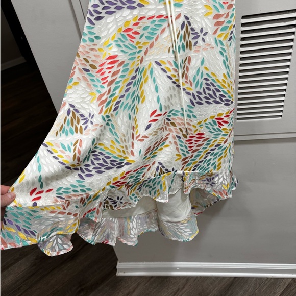 Michael Costello Blue and Green Sleeveless Plunge Sundress - Picture 3 of 6